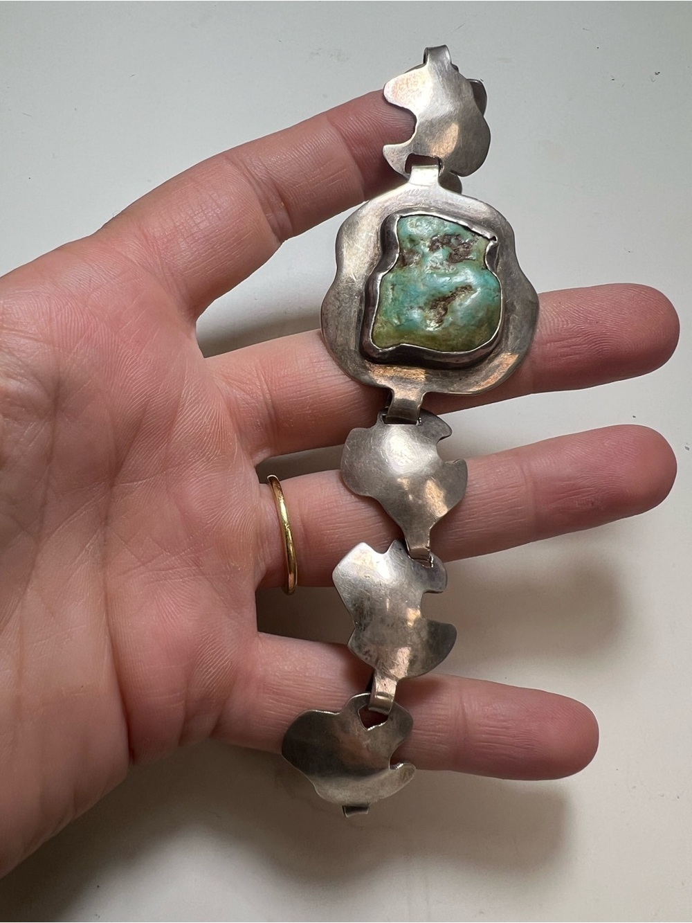 Sterling Silver Bracelet with Turquoise Stone - Picture 1 of 16